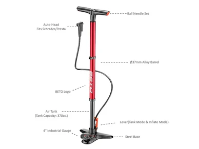 Beto CFL 003AGD jalkapumppu tubeless air tank 2 kuva