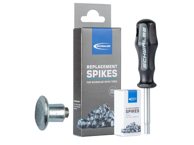 750106 Schwalbe varanastasarja 50 kpl teraes tyoekalu ebikeparts SCHWALBE Steel spikes and tool Replacement steel spikes and tool for Schwalbe winter tires 5512 01 4026495899314 kuva